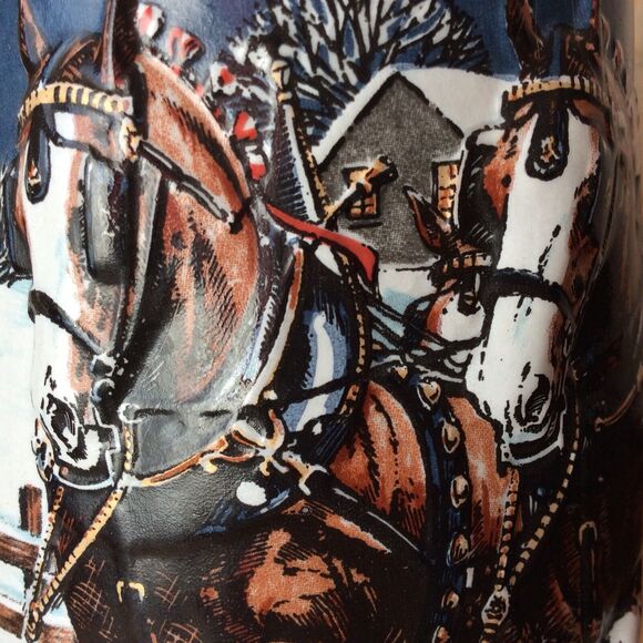 Vintage 1989 Budweiser Holiday Beer SteinMug Clydesdale Collector Anheuser-Busch - Picture 5 of 9